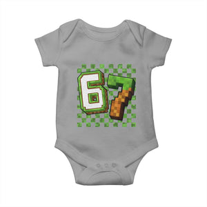Funny 67 Pixel Style Graphic Baby Onesie Viral Six Seven Meme Gamer TS02 Sport Gray Print Your Wear