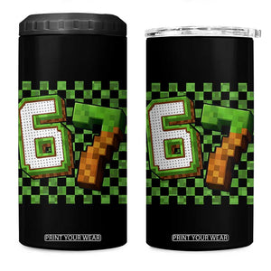 Funny 67 Pixel Style Graphic 4 in 1 Can Cooler Tumbler Viral Six Seven Meme Gamer TS02 One Size: 16 oz Black Print Your Wear