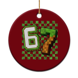 Funny 67 Pixel Style Graphic Ceramic Ornament Viral Six Seven Meme Gamer TS02 1pc Red Print Your Wear