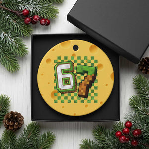 Funny 67 Pixel Style Graphic Ceramic Ornament Viral Six Seven Meme Gamer TS02 1pc Yellow Cheese Print Your Wear