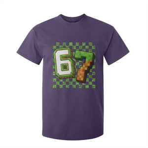 Funny 67 Pixel Style Graphic T Shirt For Kid Viral Six Seven Meme Gamer TS02 Purple Print Your Wear