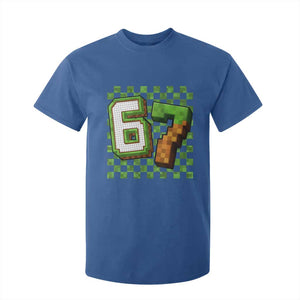 Funny 67 Pixel Style Graphic T Shirt For Kid Viral Six Seven Meme Gamer TS02 Royal Blue Print Your Wear