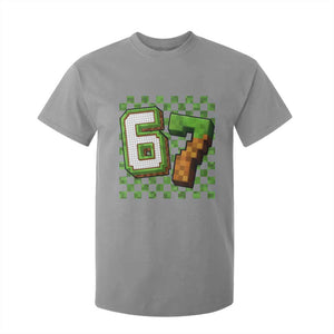 Funny 67 Pixel Style Graphic T Shirt For Kid Viral Six Seven Meme Gamer TS02 Sport Gray Print Your Wear