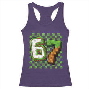 Funny 67 Pixel Style Graphic Racerback Tank Top Viral Six Seven Meme Gamer TS02 Purple Print Your Wear