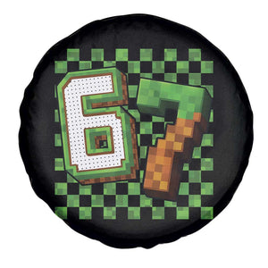 Funny 67 Pixel Style Graphic Spare Tire Cover Viral Six Seven Meme Gamer TS02 Print Your Wear