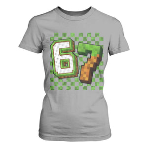 Funny 67 Pixel Style Graphic T Shirt For Women Viral Six Seven Meme Gamer TS02 Sport Gray Print Your Wear