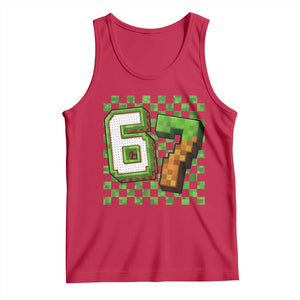 Funny 67 Pixel Style Graphic Tank Top Viral Six Seven Meme Gamer TS02 Red Print Your Wear