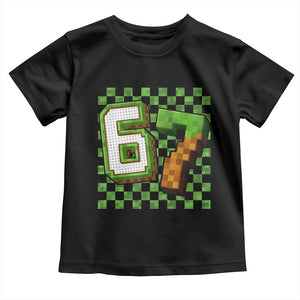 Funny 67 Pixel Style Graphic Toddler T Shirt Viral Six Seven Meme Gamer TS02 Black Print Your Wear