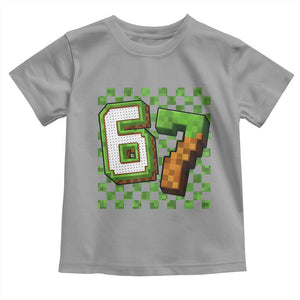 Funny 67 Pixel Style Graphic Toddler T Shirt Viral Six Seven Meme Gamer TS02 Sport Gray Print Your Wear