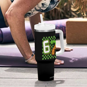 Funny 67 Pixel Style Graphic Tumbler With Handle Viral Six Seven Meme Gamer TS02 Print Your Wear