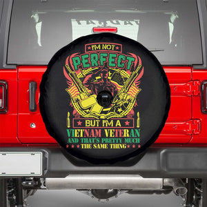 I'm Not Perfect But I'm A Vietnam Veteran Spare Tire Cover Patriotic Heroes TS02 Black Print Your Wear