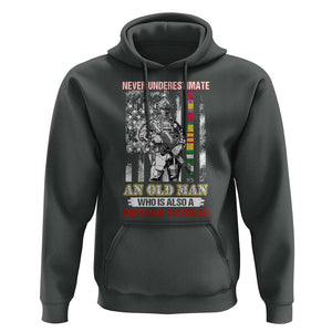 Vietnam Veteran Hoodie Never Underestimate An Old Man American Flag TS02 Dark Heather Print Your Wear