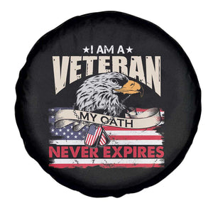I Am A Veteran Spare Tire Cover My Oath Never Expires Patriotic American Flag TS02 Print Your Wear