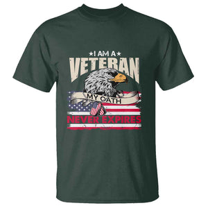 I Am A Veteran T Shirt My Oath Never Expires Patriotic American Flag TS02 Dark Forest Green Print Your Wear