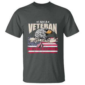 I Am A Veteran T Shirt My Oath Never Expires Patriotic American Flag TS02 Dark Heather Print Your Wear