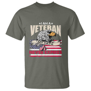 I Am A Veteran T Shirt My Oath Never Expires Patriotic American Flag TS02 Military Green Print Your Wear