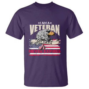 I Am A Veteran T Shirt My Oath Never Expires Patriotic American Flag TS02 Purple Print Your Wear