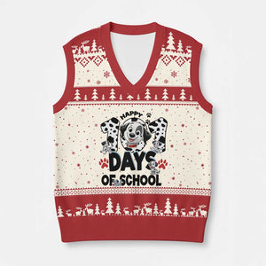 101 Days Of School Dalmatian Dogs V-Neck Knit Sweater Vest Happy 101th Day TS02 Beige Red Print Your Wear