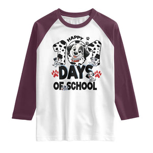 101 Days Of School Dalmatian Dogs Raglan Shirt Happy 101th Day TS02 White Maroon Print Your Wear