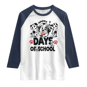 101 Days Of School Dalmatian Dogs Raglan Shirt Happy 101th Day TS02 White Navy Print Your Wear