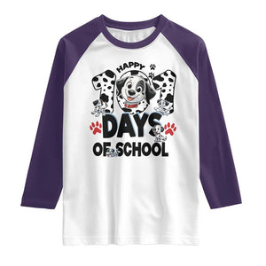 101 Days Of School Dalmatian Dogs Raglan Shirt Happy 101th Day TS02 White Purple Print Your Wear
