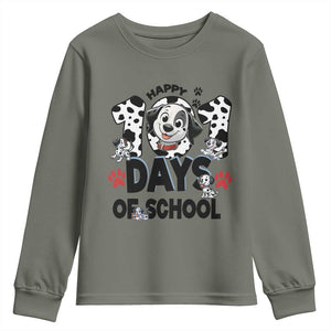 101 Days Of School Dalmatian Dogs Youth Sweatshirt Happy 101th Day TS02 Military Green Print Your Wear