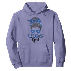Lions Girl Messy Bun Hoodie Funny Sports Fan Team TS02 Violet Print Your Wear