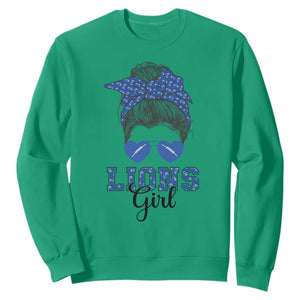 Lions Girl Messy Bun Sweatshirt Funny Sports Fan Team TS02 Irish Green Print Your Wear
