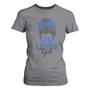 Lions Girl T Shirt For Women Messy Bun Funny Sports Fan Team TS02 Charcoal Print Your Wear