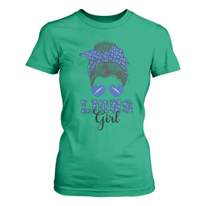 Lions Girl T Shirt For Women Messy Bun Funny Sports Fan Team TS02 Irish Green Print Your Wear