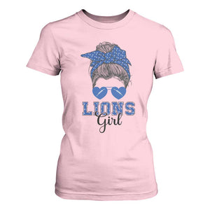 Lions Girl T Shirt For Women Messy Bun Funny Sports Fan Team TS02 Light Pink Print Your Wear