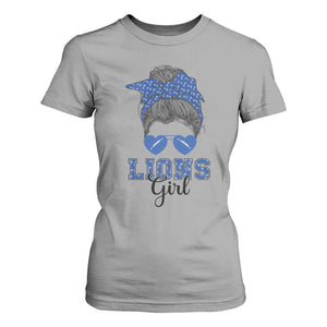 Lions Girl T Shirt For Women Messy Bun Funny Sports Fan Team TS02 Sport Gray Print Your Wear