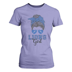 Lions Girl T Shirt For Women Messy Bun Funny Sports Fan Team TS02 Violet Print Your Wear