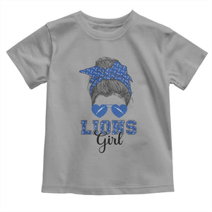 Lions Girl Messy Bun Toddler T Shirt Funny Sports Fan Team TS02 Sport Gray Print Your Wear