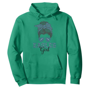 Eagles Girl Messy Bun Hoodie Funny Sports Fan Team TS02 Irish Green Print Your Wear