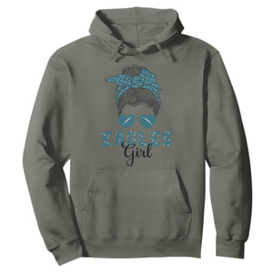 Eagles Girl Messy Bun Hoodie Funny Sports Fan Team TS02 Military Green Print Your Wear