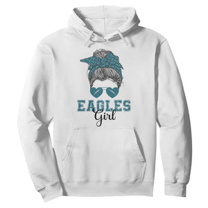 Eagles Girl Messy Bun Hoodie Funny Sports Fan Team TS02 White Print Your Wear
