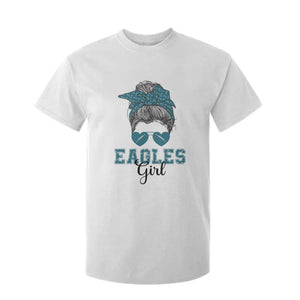 Eagles Girl T Shirt For Kid Messy Bun Funny Sports Fan Team TS02 White Print Your Wear