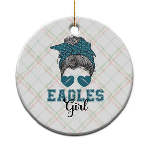 Eagles Girl Messy Bun Ceramic Ornament Funny Sports Fan Team TS02 1pc Christmas Plaid Print Your Wear