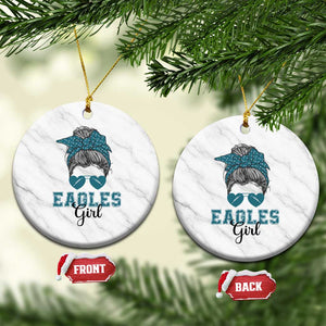 Eagles Girl Messy Bun Ceramic Ornament Funny Sports Fan Team TS02 1pc White Marble Print Your Wear
