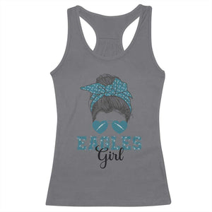 Eagles Girl Messy Bun Racerback Tank Top Funny Sports Fan Team TS02 Charcoal Print Your Wear
