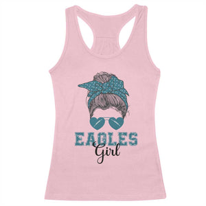 Eagles Girl Messy Bun Racerback Tank Top Funny Sports Fan Team TS02 Light Pink Print Your Wear