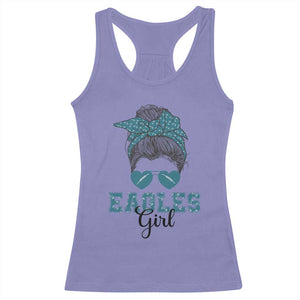 Eagles Girl Messy Bun Racerback Tank Top Funny Sports Fan Team TS02 Violet Print Your Wear