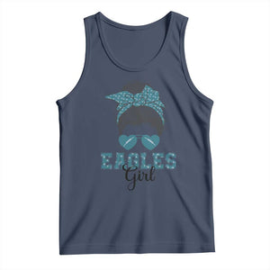 Eagles Girl Messy Bun Tank Top Funny Sports Fan Team TS02 Navy Print Your Wear