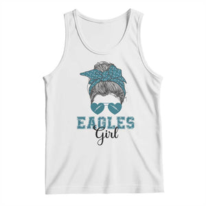 Eagles Girl Messy Bun Tank Top Funny Sports Fan Team TS02 White Print Your Wear