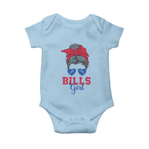Bills Girl Messy Bun Baby Onesie Funny Sports Fan Team TS02 Light Blue Print Your Wear