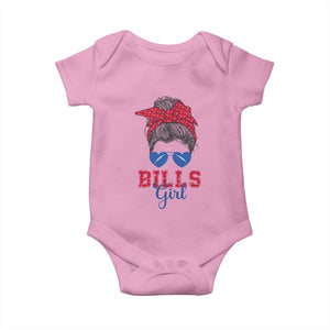 Bills Girl Messy Bun Baby Onesie Funny Sports Fan Team TS02 Light Pink Print Your Wear
