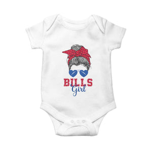 Bills Girl Messy Bun Baby Onesie Funny Sports Fan Team TS02 White Print Your Wear