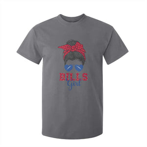 Bills Girl T Shirt For Kid Messy Bun Funny Sports Fan Team TS02 Charcoal Print Your Wear