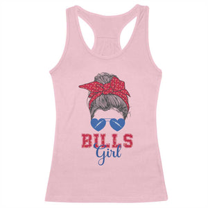 Bills Girl Messy Bun Racerback Tank Top Funny Sports Fan Team TS02 Light Pink Print Your Wear